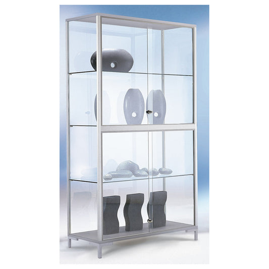 LINK free standing glass cabinet, 4-sided glazing, HxWxD 1860 x 1500 x 400 mm.