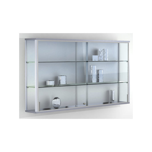 LINK wall mounted glass cabinet, 2 shelves, sliding doors, HxWxD 800 x 1500 x 200 mm.
