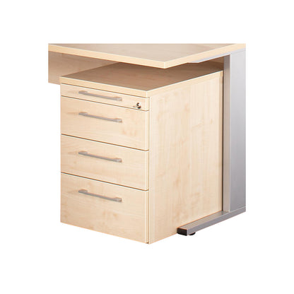 PETRA - Mobile pedestal, utensil tray, 3 drawers, maple finish.