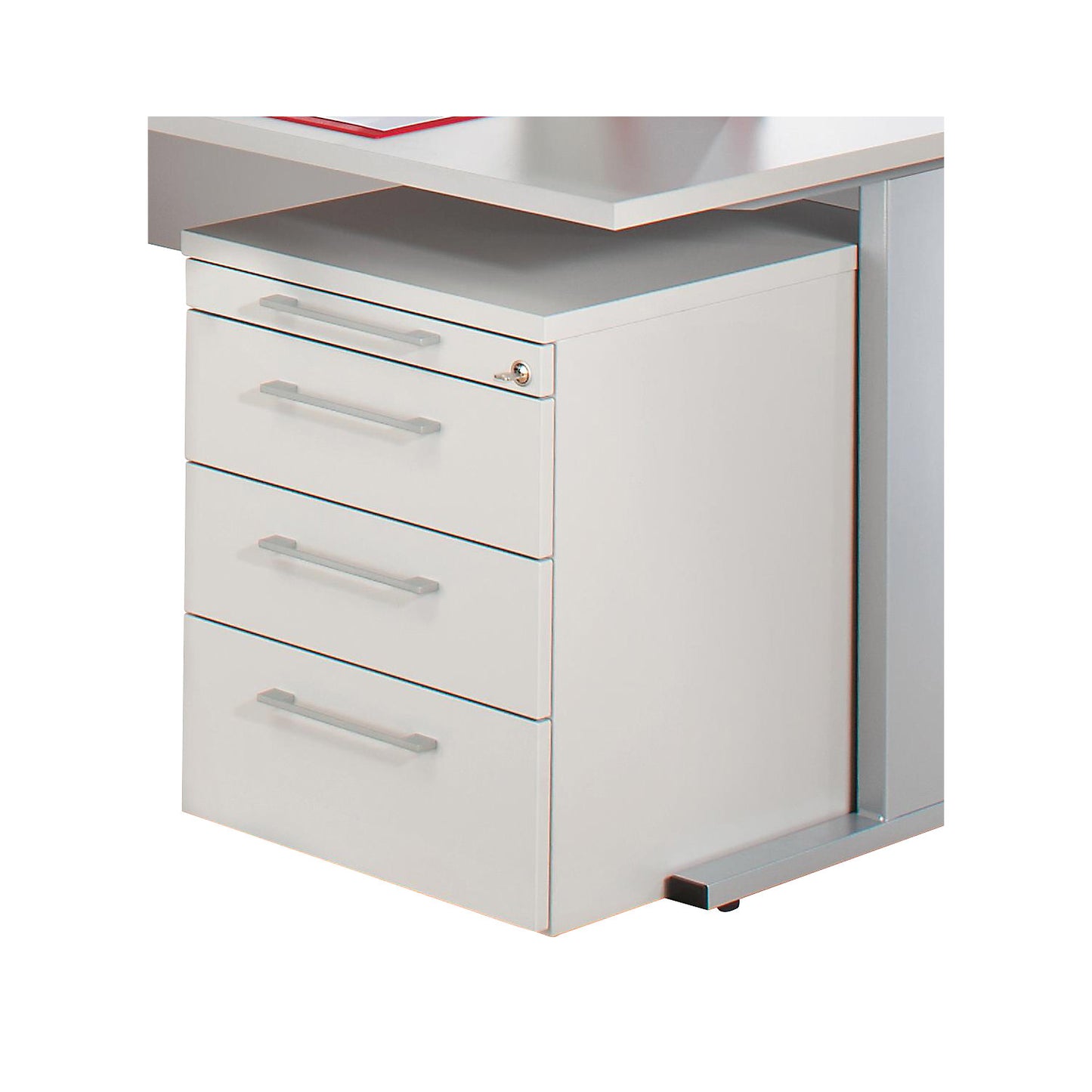 PETRA - Mobile pedestal, utensil tray, 3 drawers, light grey.