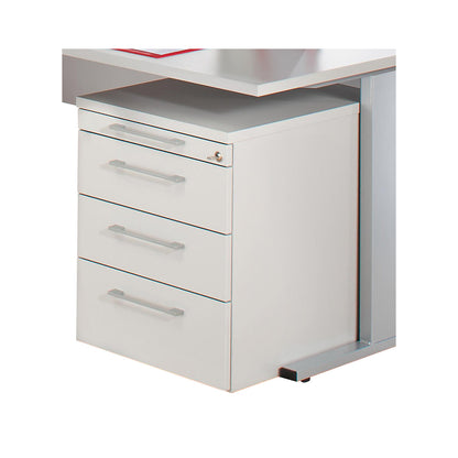 PETRA - Mobile pedestal, utensil tray, 3 drawers, light grey.