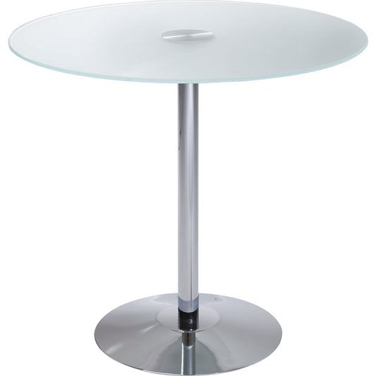 Pedestal table, Ø 800 mm, height 720 mm, satin finish glass top.