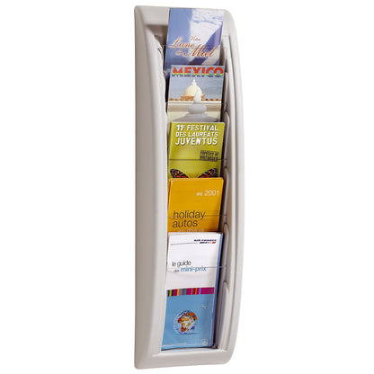 Wall mounted brochure racks, 5 compartments for 1/3 A4, light grey, pack of 2.