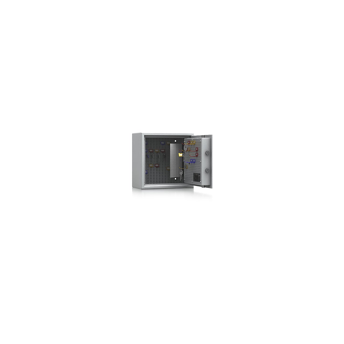 Key safe, security level A and Euro standard S1, light grey, HxWxD 350 x 350 x 200 mm, for up to 50 hooks.