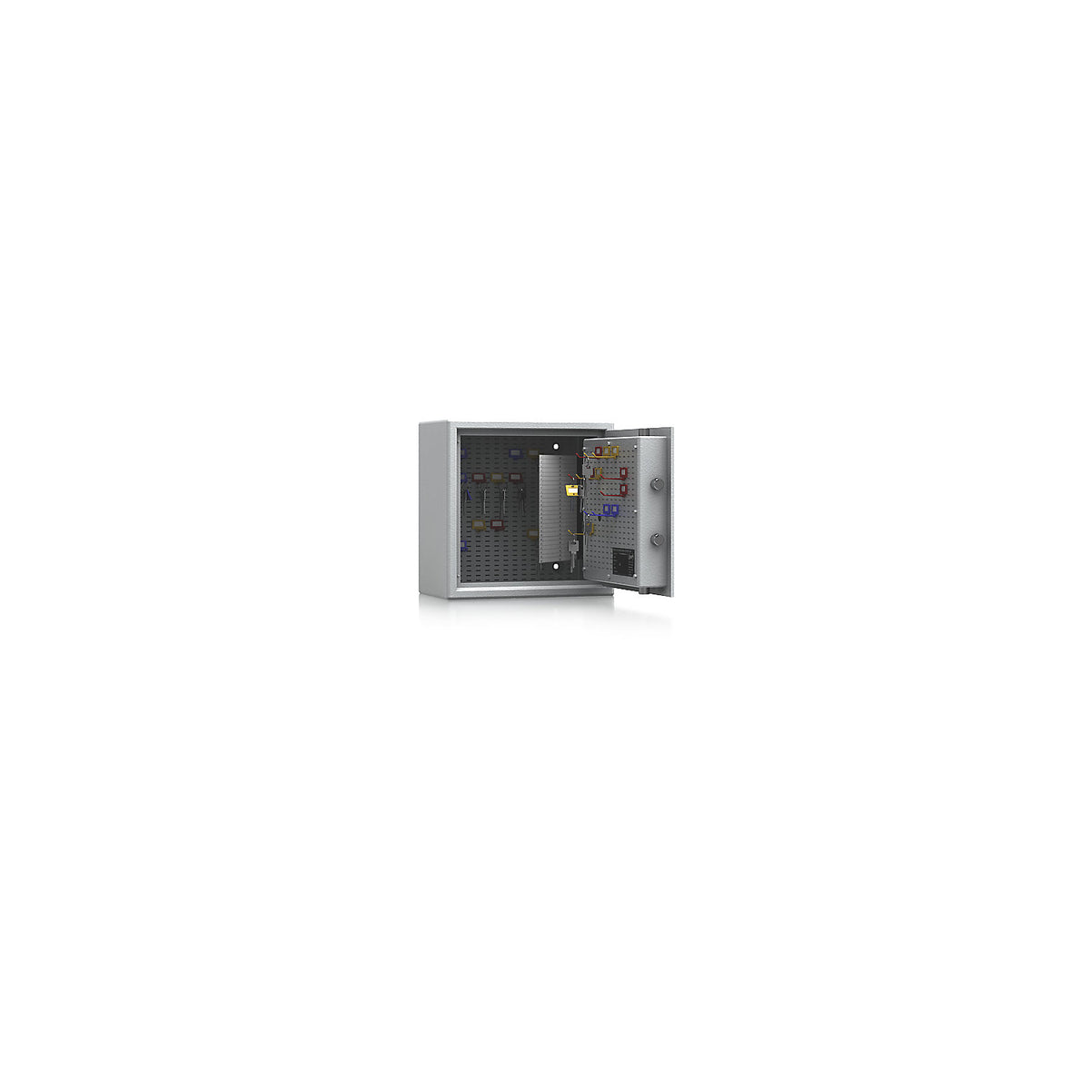 Key safe, security level A and Euro standard S1, light grey, HxWxD 350 x 350 x 200 mm, for up to 50 hooks.