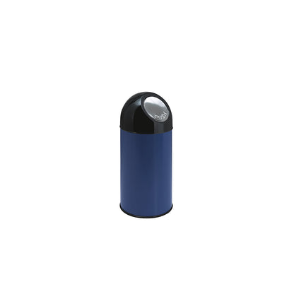Push rubbish bin, steel, capacity 40 l, blue.