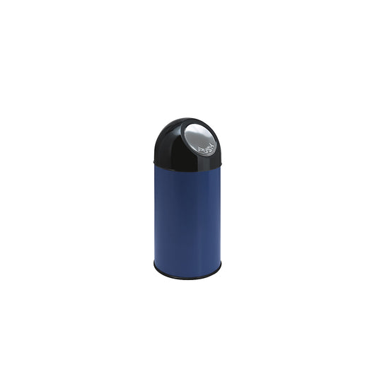 Push rubbish bin, steel, capacity 40 l, blue.