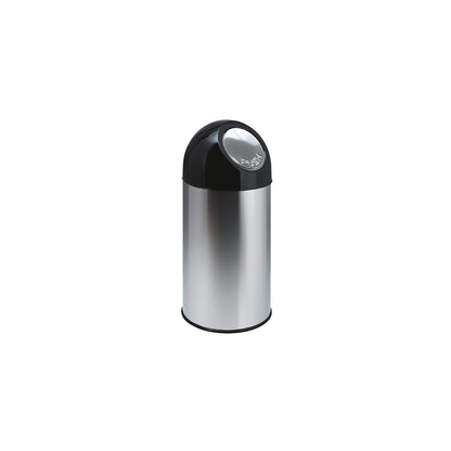 Push rubbish bin, steel, capacity 40 l, stainless steel.