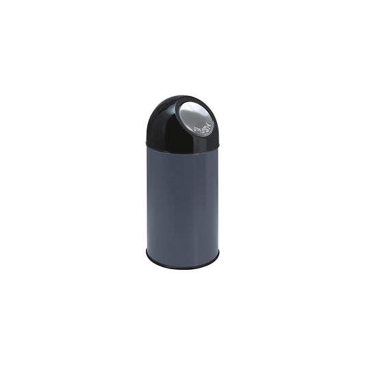 Push rubbish bin, steel, capacity 40 l, zinc plated inner container, grey.