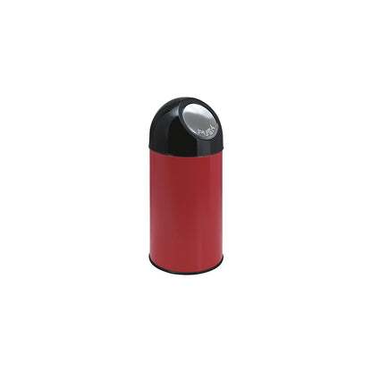 Push rubbish bin, steel, capacity 40 l, zinc plated inner container, red.