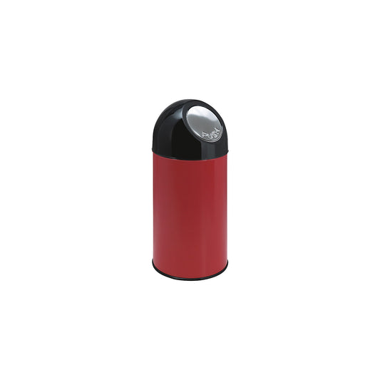 Push rubbish bin, steel, capacity 40 l, zinc plated inner container, red.