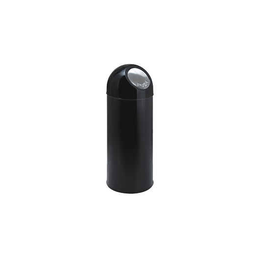 Push rubbish bin, steel, capacity 55 l, zinc plated inner container, black.