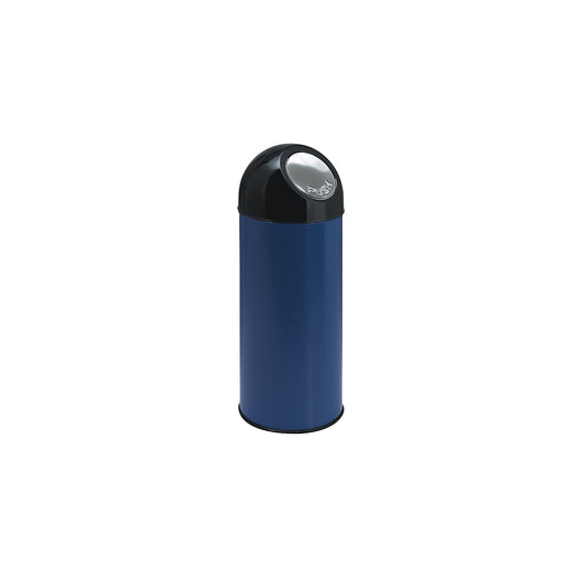 Push rubbish bin, steel, capacity 55 l, zinc plated inner container, blue.