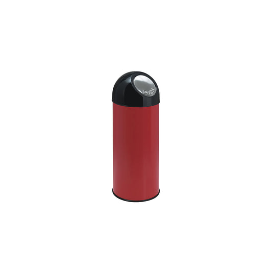 Push rubbish bin, steel, capacity 55 l, zinc plated inner container, red.
