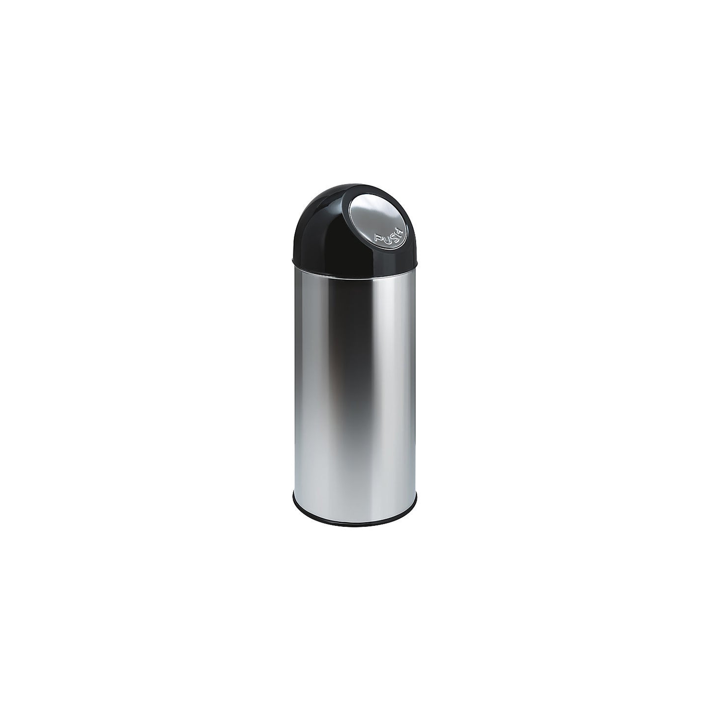 Push rubbish bin, steel, capacity 55 l, zinc plated inner container, stainless steel.