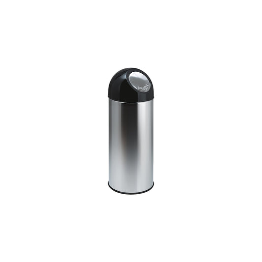 Push rubbish bin, steel, capacity 55 l, zinc plated inner container, stainless steel.