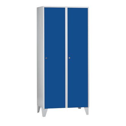 Munich locker, 2 compartments, light grey / gentian blue, W 800 mm, with feet.