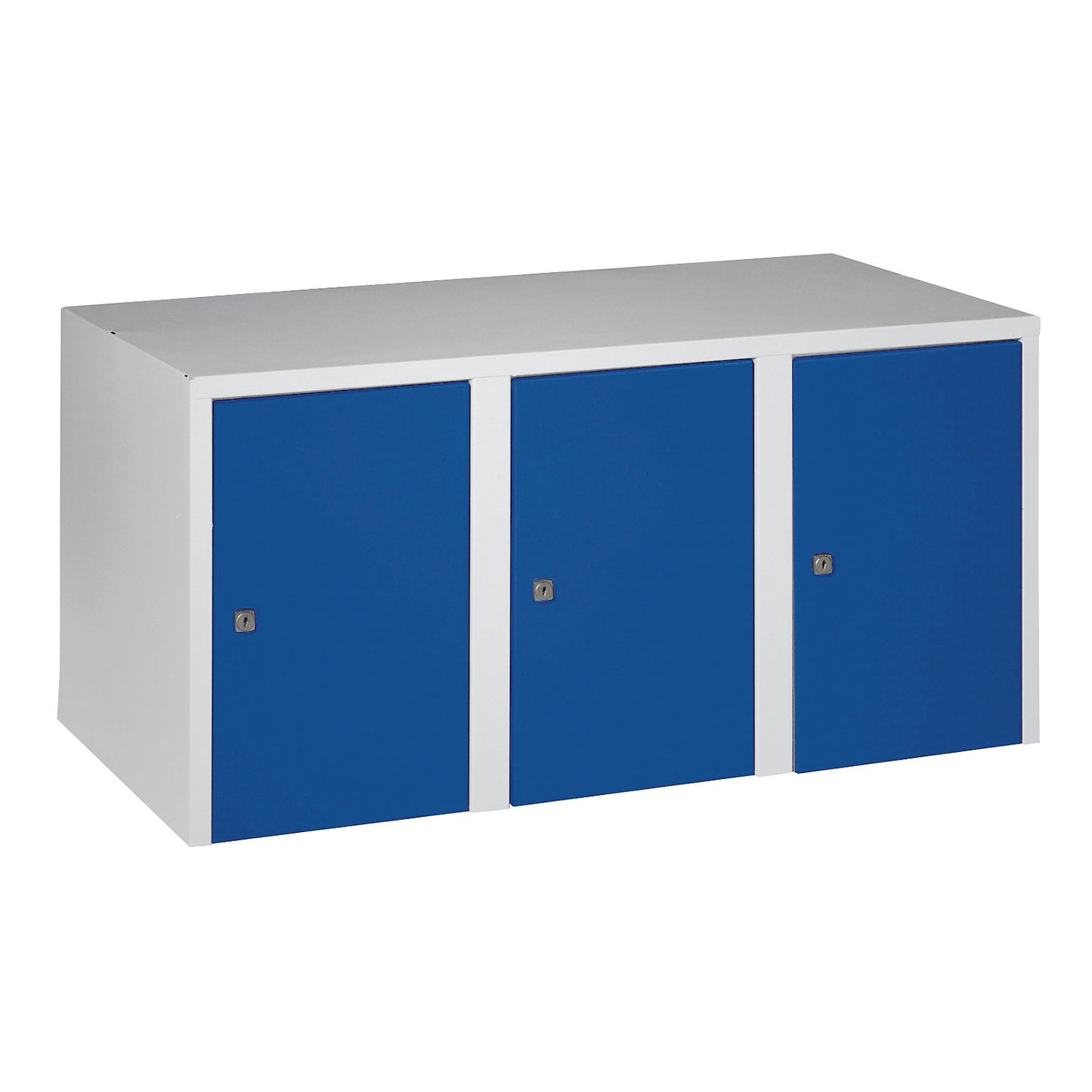 Munich add-on cupboard, 3 compartments, gentian blue, width 900 mm.
