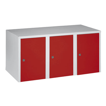 Munich add-on cupboard, 3 compartments, flame red, width 900 mm.