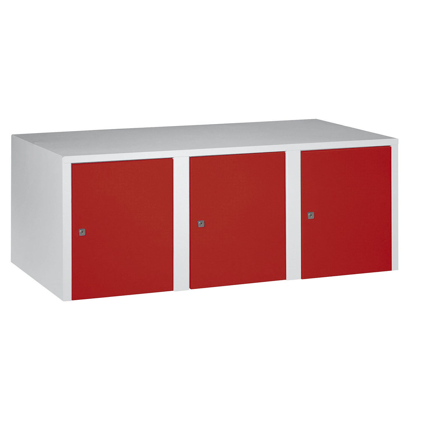 Munich add-on cupboard, 3 compartments, flame red, width 1200 mm.