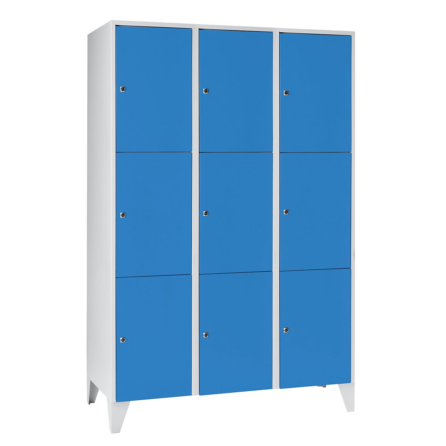 Munich 3-fold compartment locker, 3 compartments, width 1200 mm, light blue.