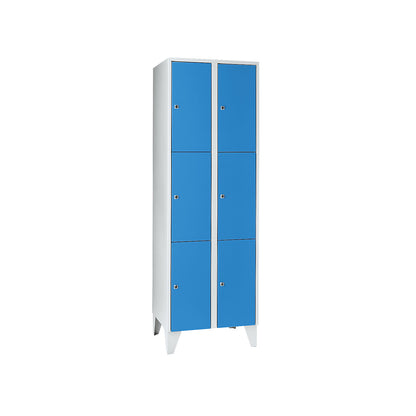 Munich 3-fold compartment locker, 2 compartments, width 600 mm, light blue.