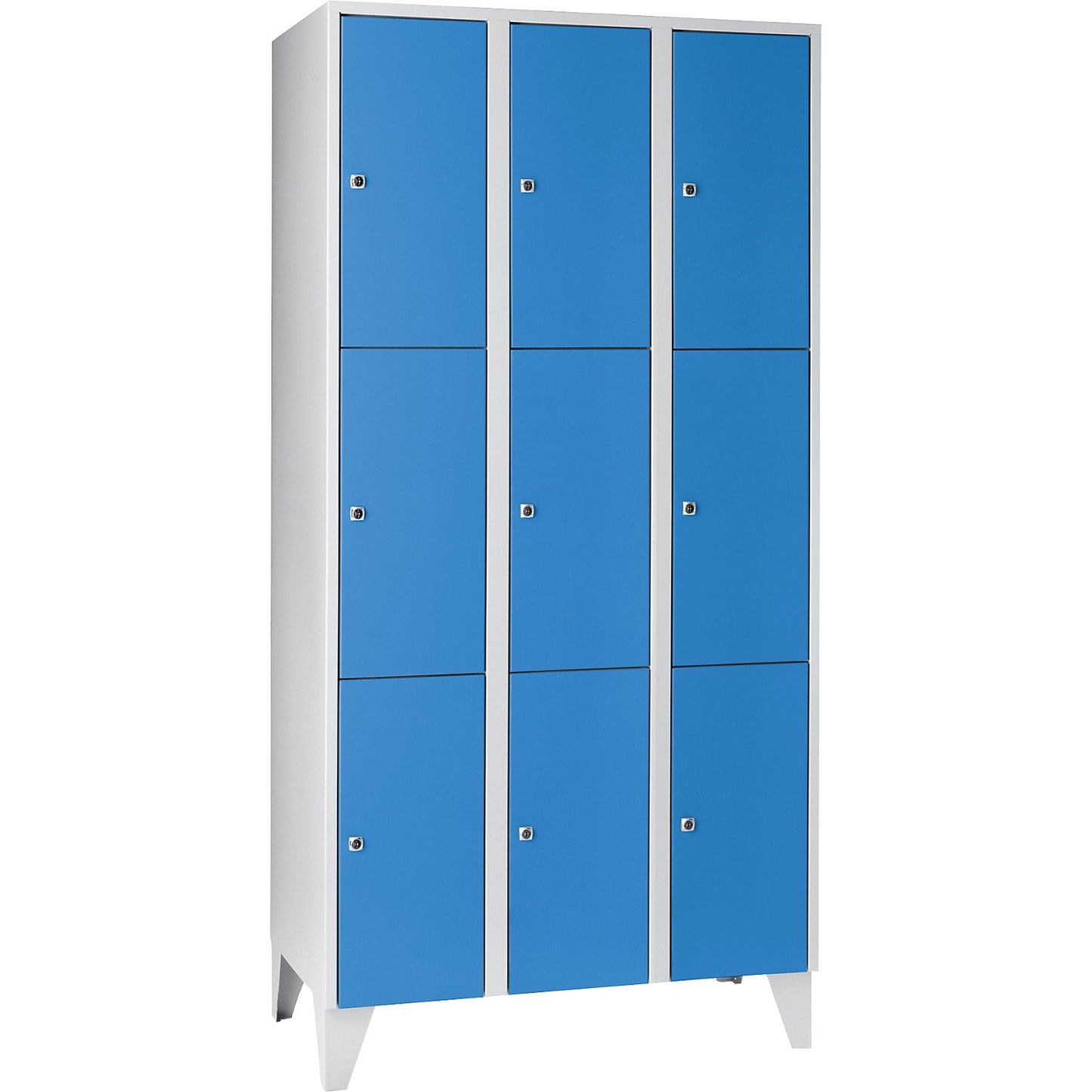 Munich 3-fold compartment locker, 3 compartments, width 900 mm, light blue.