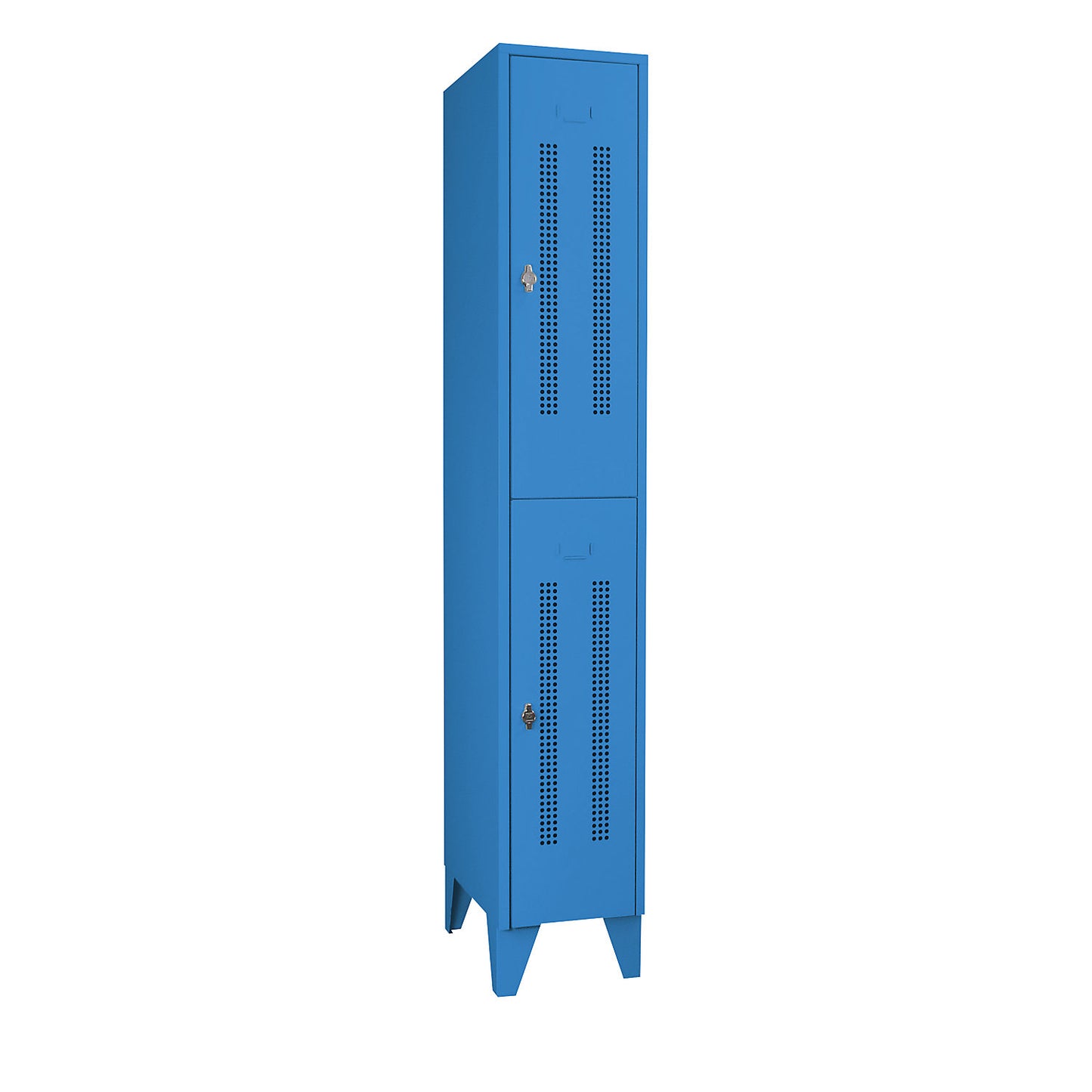 Berlin 1 double deck clothes locker, 1 section, light blue, width 300 mm, 2 compartments.