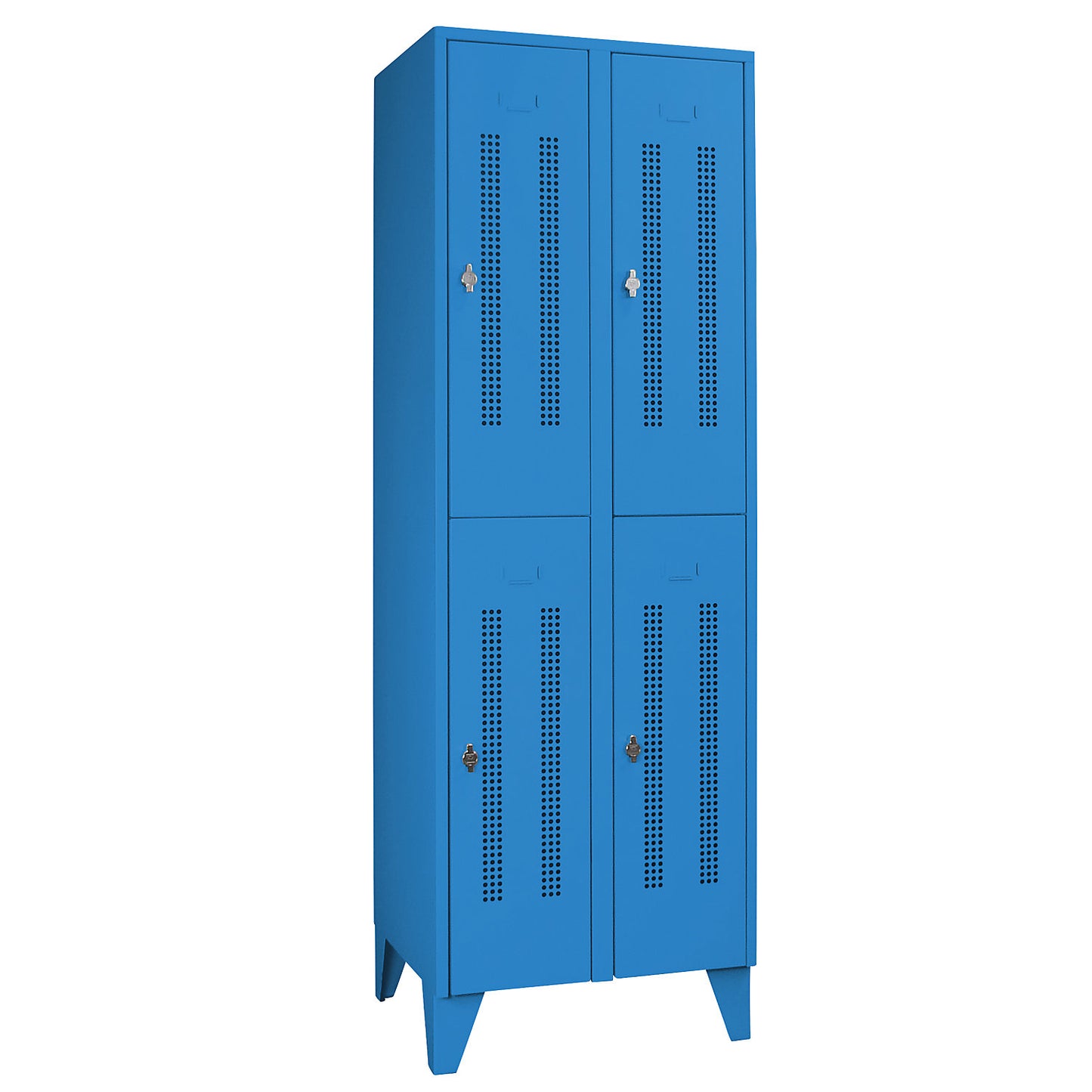 Berlin 1 double deck clothes locker, 2 sections, light blue, width 600 mm, 4 compartments.