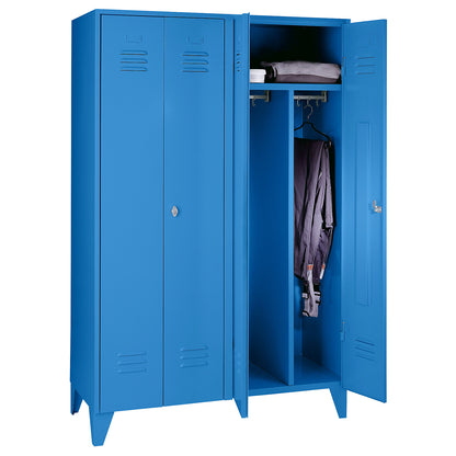 Berlin 2 clean and dirty locker, centre divider, 2 compartments, light blue, width 1200 mm.