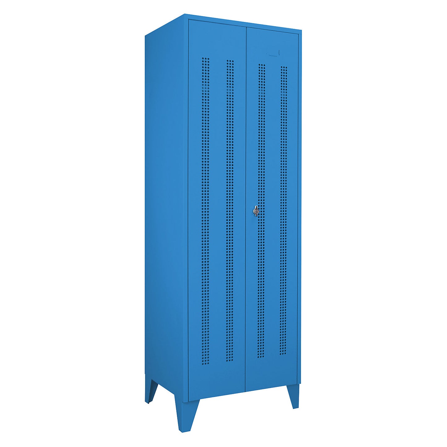 Berlin 1 clean and dirty locker, centre divider, 1 section, light blue, width 600 mm.