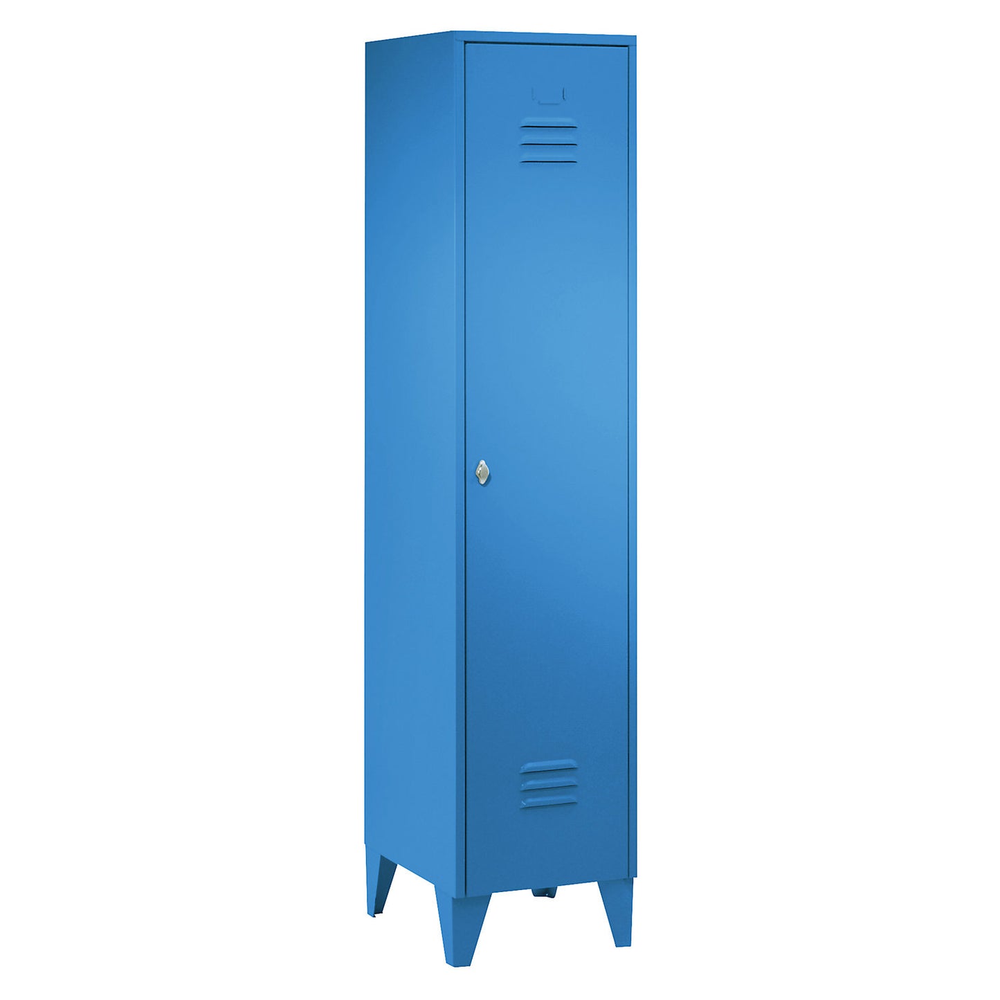 Berlin 2 clothes locker, 1 compartment, light blue, width 400 mm, flat roof shape.