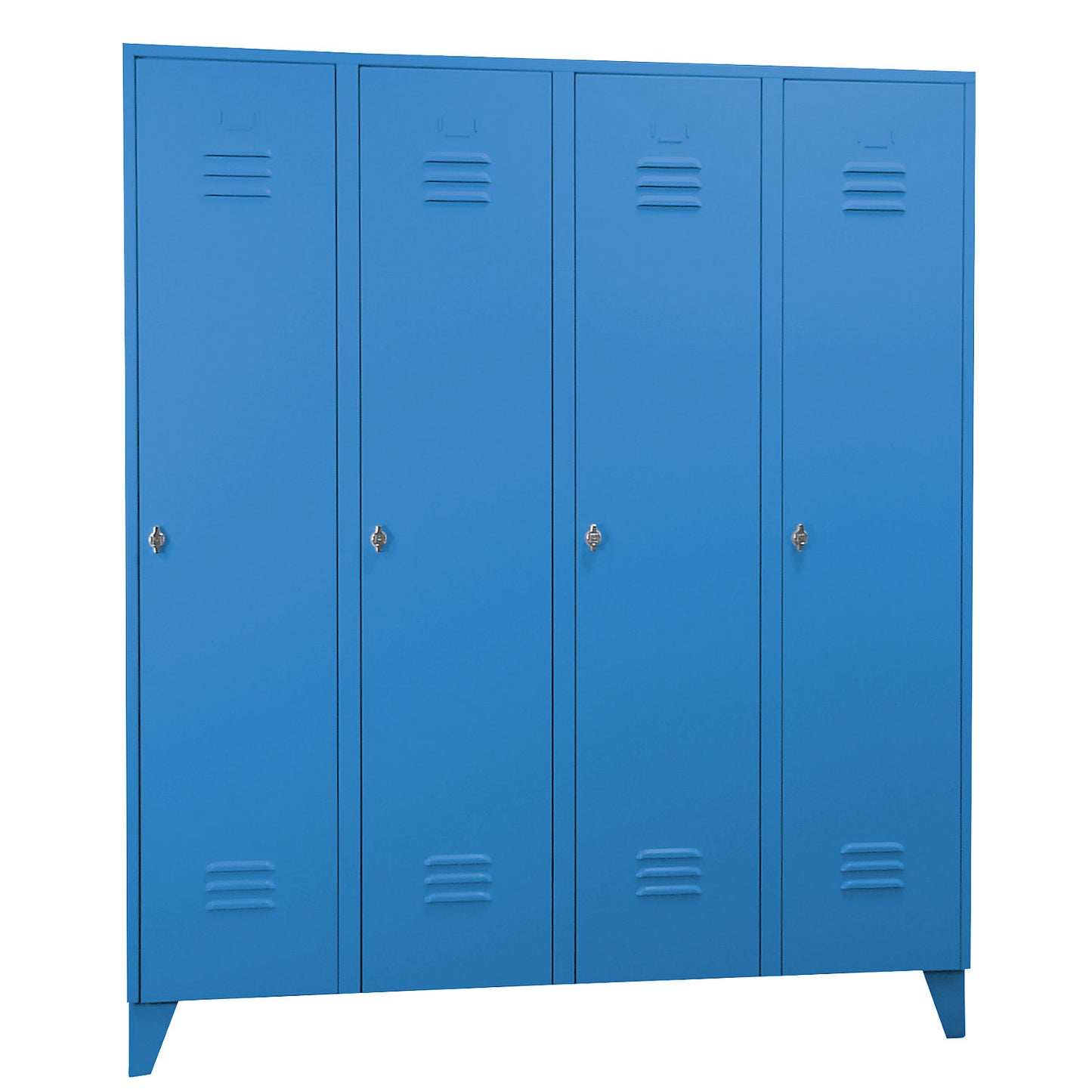 Berlin 2 clothes locker, 4 compartments, light blue, width 1600 mm, flat roof shape.
