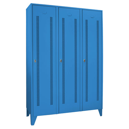 Berlin 1 clothes locker, 3 compartments, light blue, width 1200 mm.