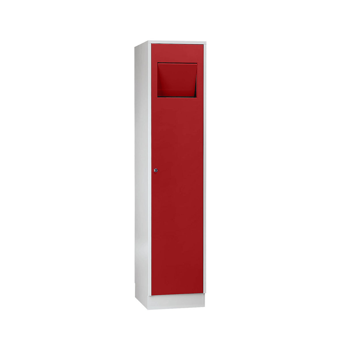 Laundry cupboard, with self-closing access flap, flame red RAL 3000.