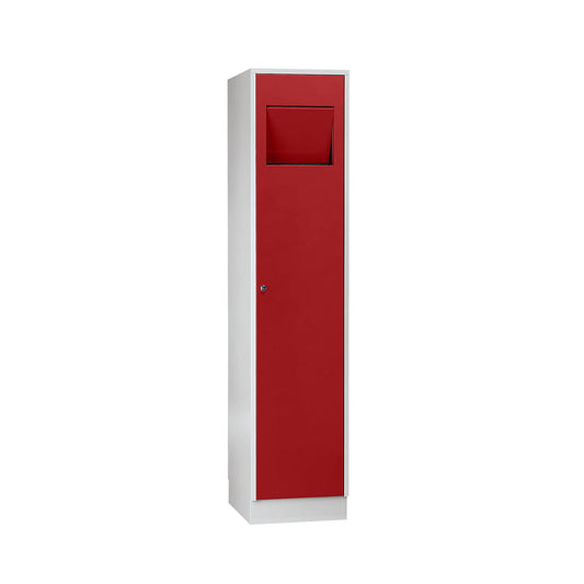 Laundry cupboard, with self-closing access flap, flame red RAL 3000.