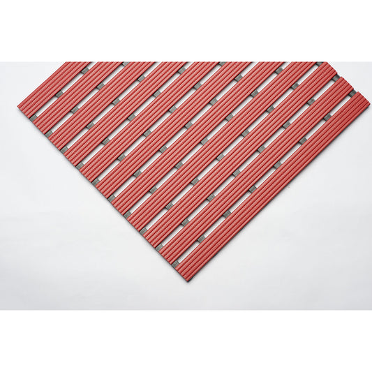 PVC profile matting, per metre, walking surface made of hard PVC, non-slip, width 600 mm, red.