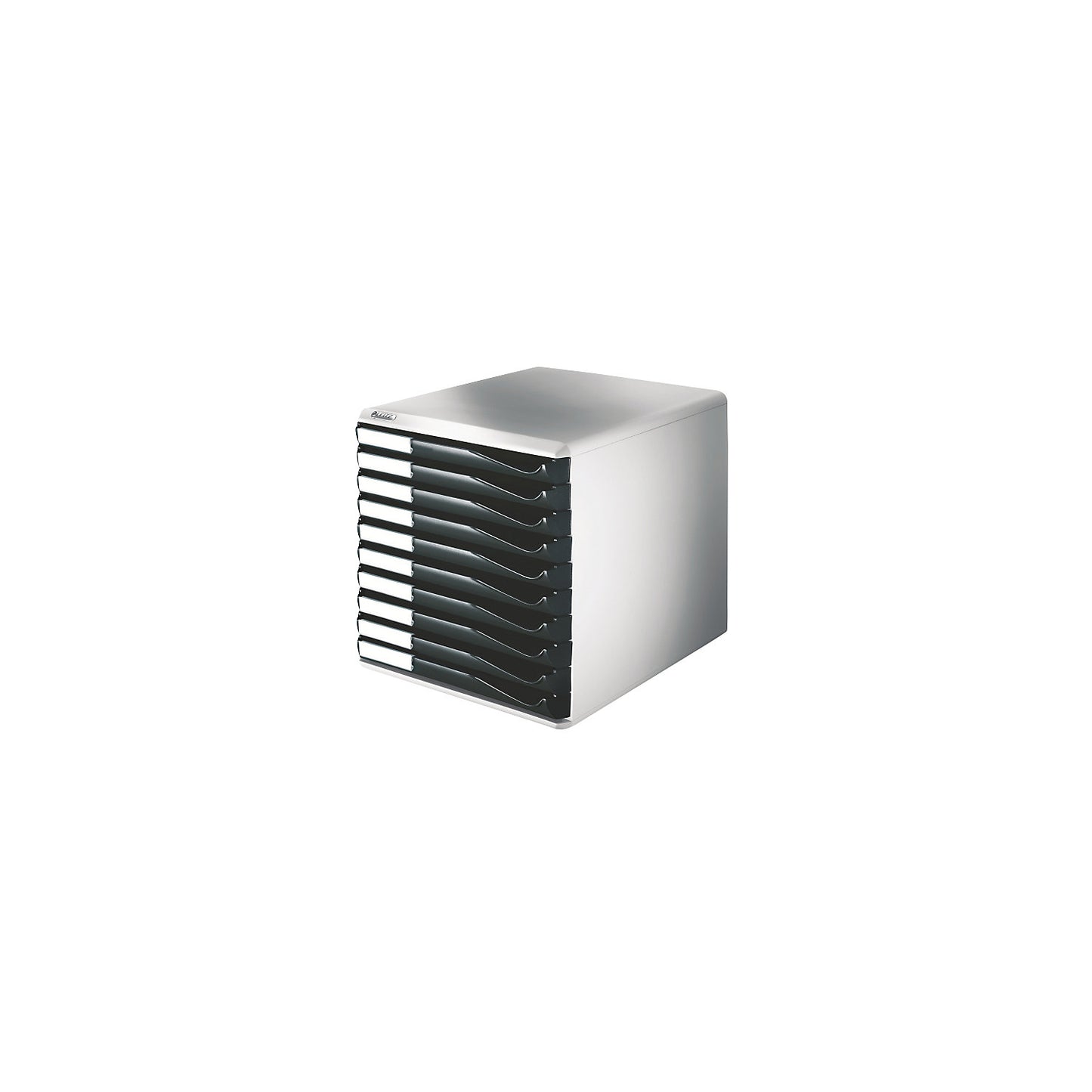 Storage unit, mail and form set, housing: grey, black drawers, 10 drawers.