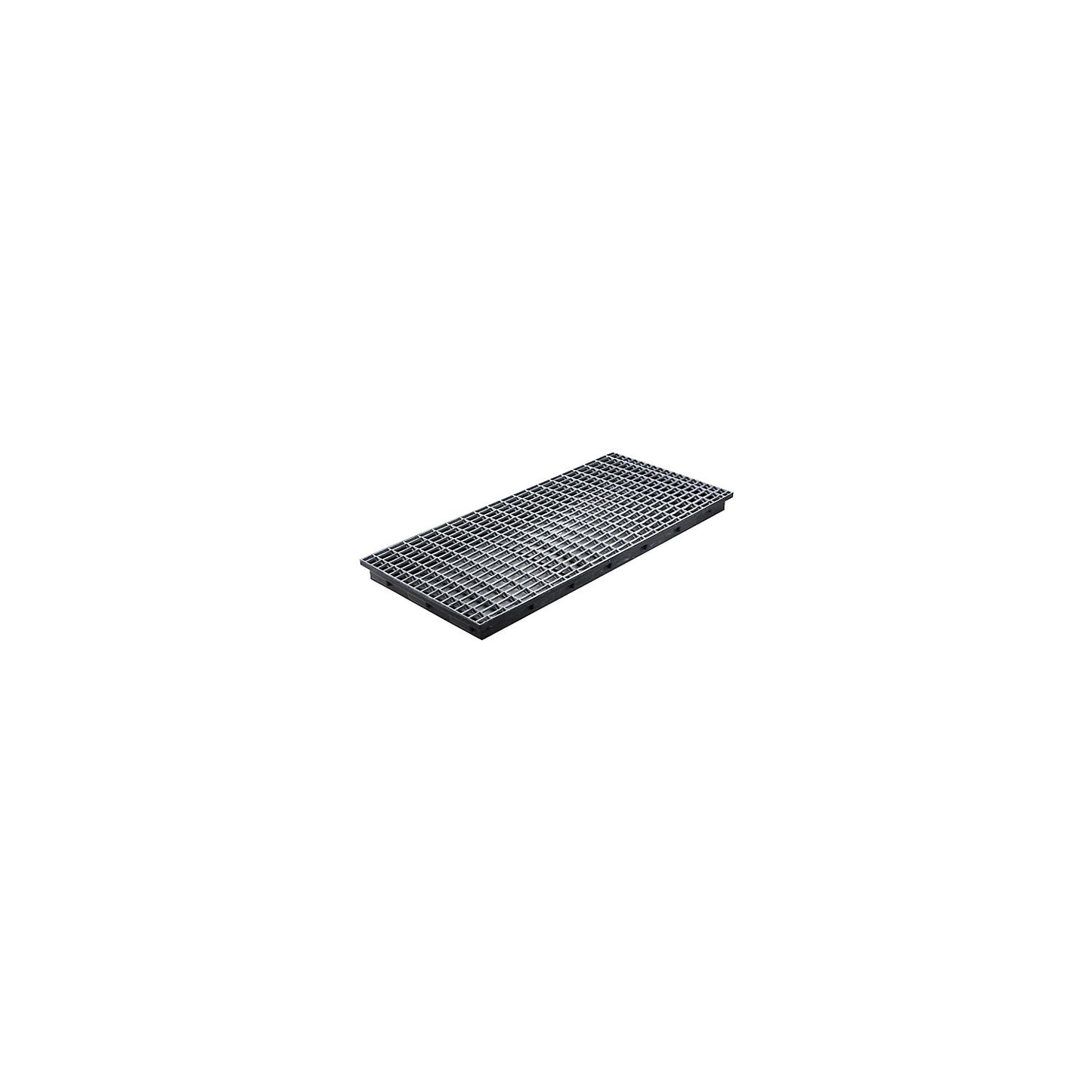 PE small container shelf sump tray, 40 l sump capacity, with steel grate.