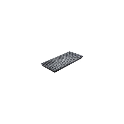 PE small container shelf sump tray, 40 l sump capacity, with steel grate.