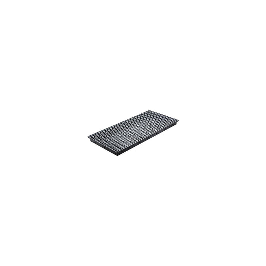 PE small container shelf sump tray, 40 l sump capacity, with steel grate.