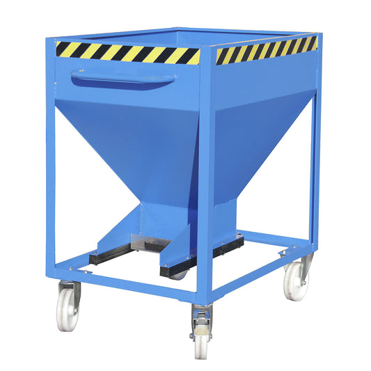 Dispensing hopper, funnel head, mobile, capacity 0.375 m³, light blue.