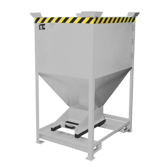 Dispensing hopper, funnel head, stationary with forklift pockets, capacity 0.6 m³, galvanised.