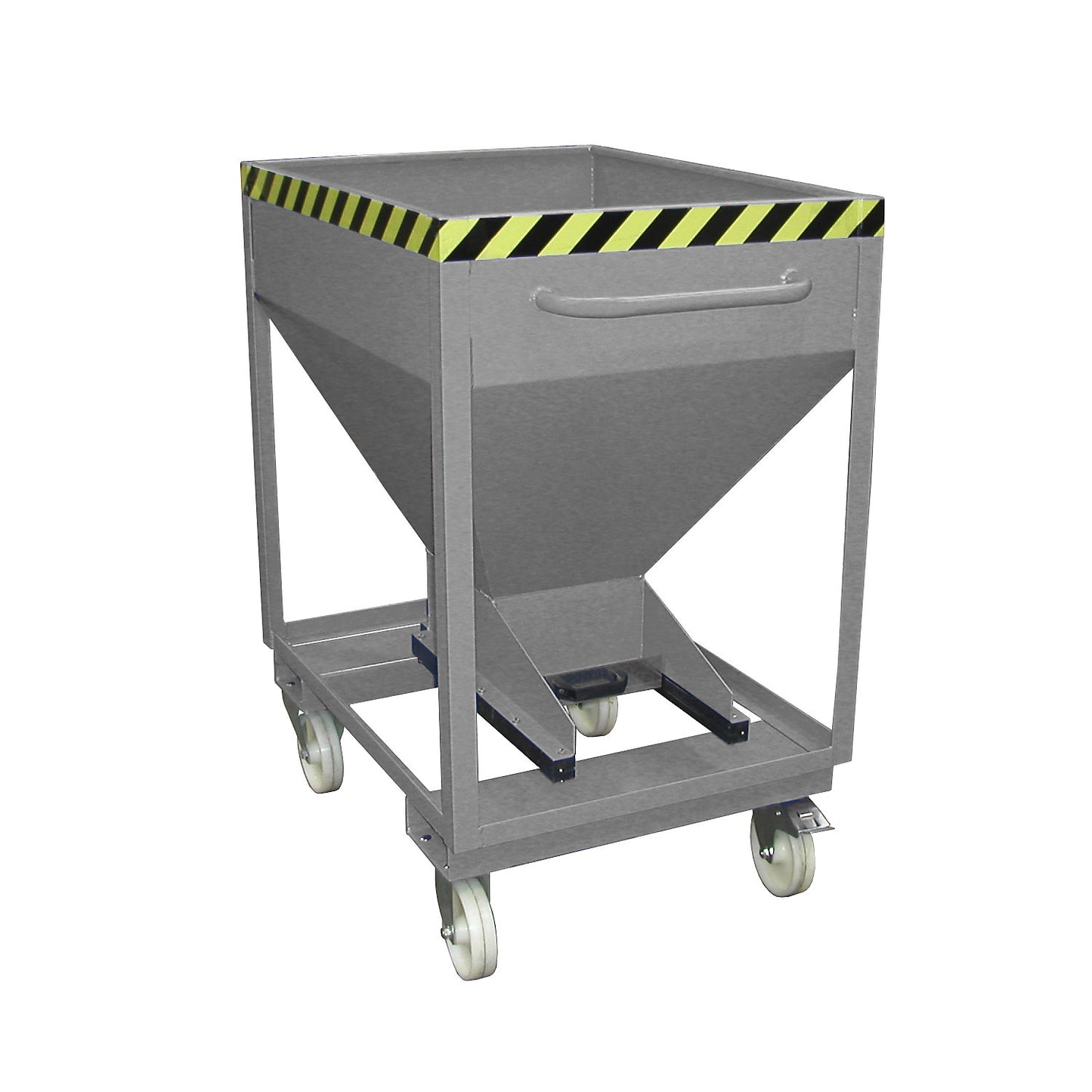 Dispensing hopper, funnel head, mobile with forklift pockets, capacity 0.375 m³, mouse grey.