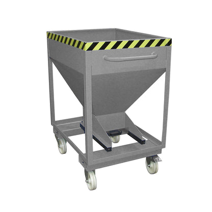Dispensing hopper, funnel head, mobile with forklift pockets, capacity 0.375 m³, mouse grey.