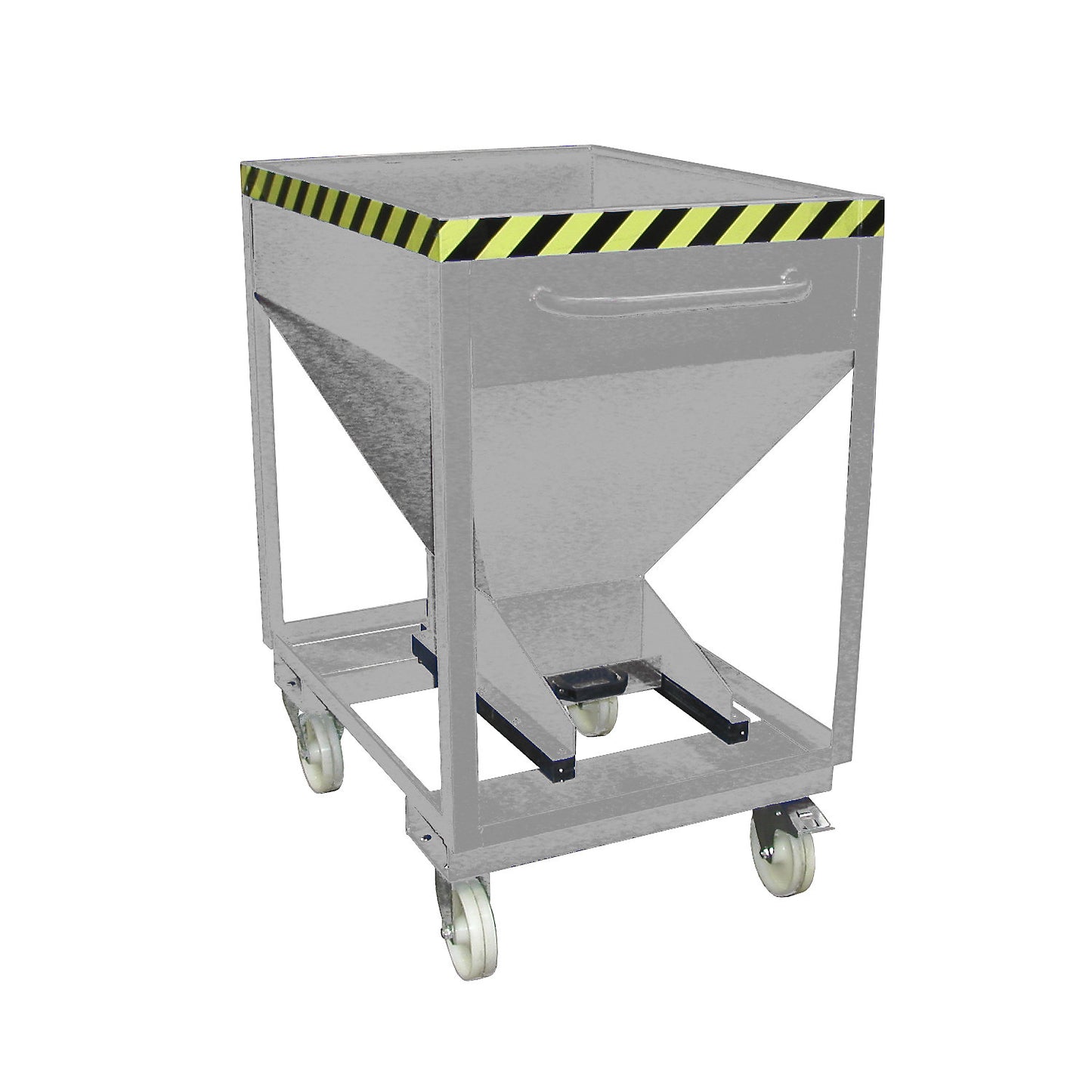 Dispensing hopper, funnel head, mobile with forklift pockets, capacity 0.375 m³, galvanised.