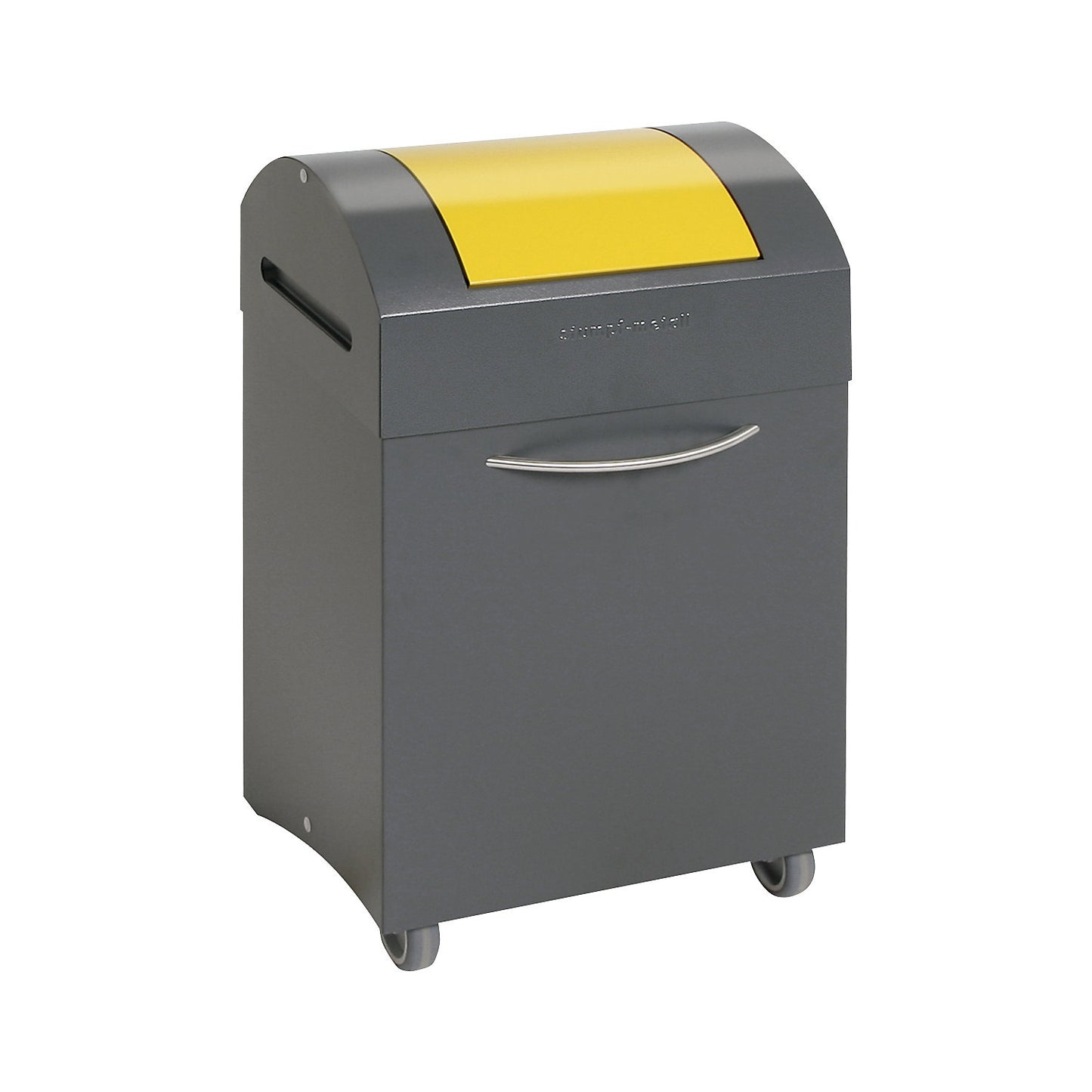 Recyclable waste collector, flame extinguishing, WxD 380 x 320 mm, capacity 45 l, signal yellow flap.