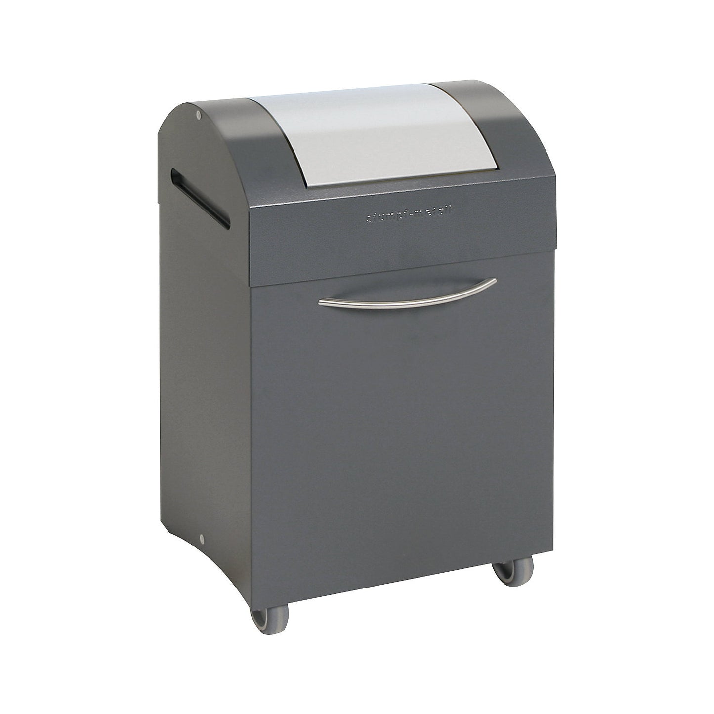 Recyclable waste collector, flame extinguishing, WxD 380 x 320 mm, capacity 45 l, light grey flap.