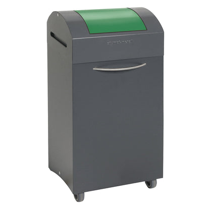 Recyclable waste collector, flame extinguishing, WxD 380 x 320 mm, capacity 60 l, traffic green flap.