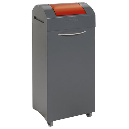 Recyclable waste collector, flame extinguishing, WxD 380 x 320 mm, capacity 75 l, flame red flap.